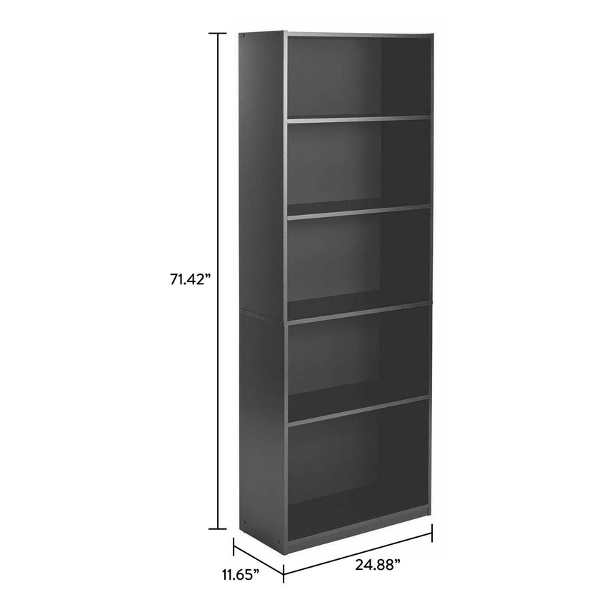 5 - Shelf Bookcase with Adjustable Shelves, White - 7DAY'S
