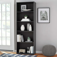 5 - Shelf Bookcase with Adjustable Shelves, White - 7DAY'S