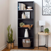 5 - Shelf Bookcase with Adjustable Shelves, White - 7DAY'S