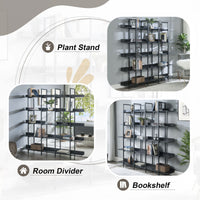 5 Tier Bookcase Home Office Open Bookshelf, Vintage Industrial Style Shelf with Metal Frame, MDF Board - 7DAY'S