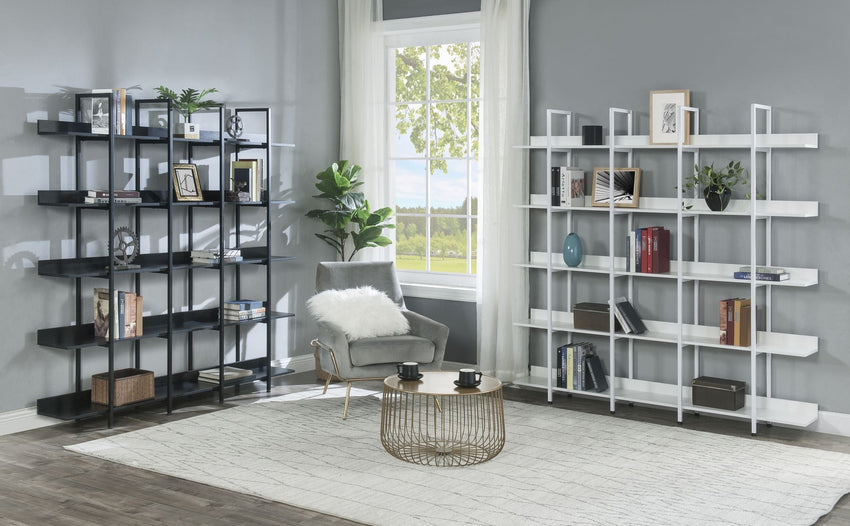 5 Tier Bookcase Home Office Open Bookshelf, Vintage Industrial Style Shelf with Metal Frame, MDF Board - 7DAY'S