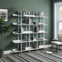 5 Tier Bookcase Home Office Open Bookshelf, Vintage Industrial Style Shelf with Metal Frame, MDF Board - 7DAY'S