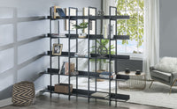 5 Tier Bookcase Home Office Open Bookshelf, Vintage Industrial Style Shelf with Metal Frame, MDF Board - 7DAY'S
