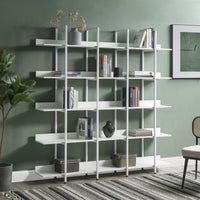 5 Tier Bookcase Home Office Open Bookshelf, Vintage Industrial Style Shelf with Metal Frame, MDF Board - 7DAY'S