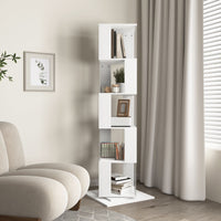 5 tier Rotating Bookshelf, Floor Rack Simple Bookcase with Acrylic plate Student Multi - Function Creative Bookshelf for Living Room with anti - toppling base - 7DAY'S