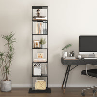 5 tier Rotating Bookshelf, Floor Rack Simple Bookcase with Acrylic plate Student Multi - Function Creative Bookshelf for Living Room with anti - toppling base - 7DAY'S