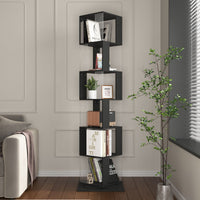 5 tier Rotating Bookshelf, Floor Rack Simple Bookcase with Acrylic plate Student Multi - Function Creative Bookshelf for Living Room with anti - toppling base - 7DAY'S