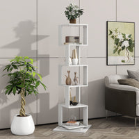 5 tier Rotating Bookshelf, Floor Rack Simple Bookcase with Acrylic plate Student Multi - Function Creative Bookshelf for Living Room with anti - toppling base - 7DAY'S