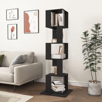 5 tier Rotating Bookshelf, Floor Rack Simple Bookcase with Acrylic plate Student Multi - Function Creative Bookshelf for Living Room with anti - toppling base - 7DAY'S