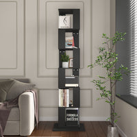 5 tier Rotating Bookshelf, Floor Rack Simple Bookcase with Acrylic plate Student Multi - Function Creative Bookshelf for Living Room with anti - toppling base - 7DAY'S
