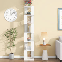 5 tier Rotating Bookshelf, Floor Rack Simple Bookcase with Acrylic plate Student Multi - Function Creative Bookshelf for Living Room with anti - toppling base - 7DAY'S
