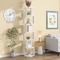 5 tier Rotating Bookshelf, Floor Rack Simple Bookcase with Acrylic plate Student Multi - Function Creative Bookshelf for Living Room with anti - toppling base - 7DAY'S