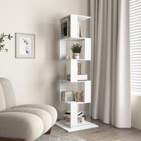 5 tier Rotating Bookshelf, Floor Rack Simple Bookcase with Acrylic plate Student Multi - Function Creative Bookshelf for Living Room with anti - toppling base - 7DAY'S