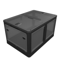 506QT 4 - Pack Transparent Stackable Storage Bins with 5 Doors to Open with Wheels, Folding Plastic Craft Containers Large Closet Organizers Box for Bedrooms Living Rooms Study Kids' Toys, Black - 7DAY'S