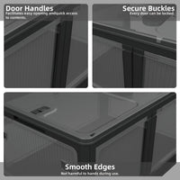 506QT 4 - Pack Transparent Stackable Storage Bins with 5 Doors to Open with Wheels, Folding Plastic Craft Containers Large Closet Organizers Box for Bedrooms Living Rooms Study Kids' Toys, Black - 7DAY'S