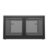 506QT 4 - Pack Transparent Stackable Storage Bins with 5 Doors to Open with Wheels, Folding Plastic Craft Containers Large Closet Organizers Box for Bedrooms Living Rooms Study Kids' Toys, Black - 7DAY'S