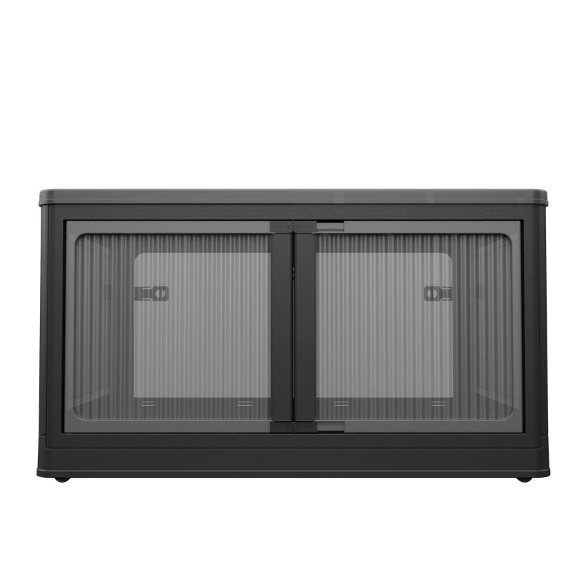 506QT 4 - Pack Transparent Stackable Storage Bins with 5 Doors to Open with Wheels, Folding Plastic Craft Containers Large Closet Organizers Box for Bedrooms Living Rooms Study Kids' Toys, Black - 7DAY'S