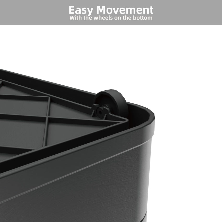 506QT 4 - Pack Transparent Stackable Storage Bins with 5 Doors to Open with Wheels, Folding Plastic Craft Containers Large Closet Organizers Box for Bedrooms Living Rooms Study Kids' Toys, Black - 7DAY'S