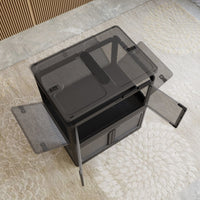 506QT 4 - Pack Transparent Stackable Storage Bins with 5 Doors to Open with Wheels, Folding Plastic Craft Containers Large Closet Organizers Box for Bedrooms Living Rooms Study Kids' Toys, Black - 7DAY'S