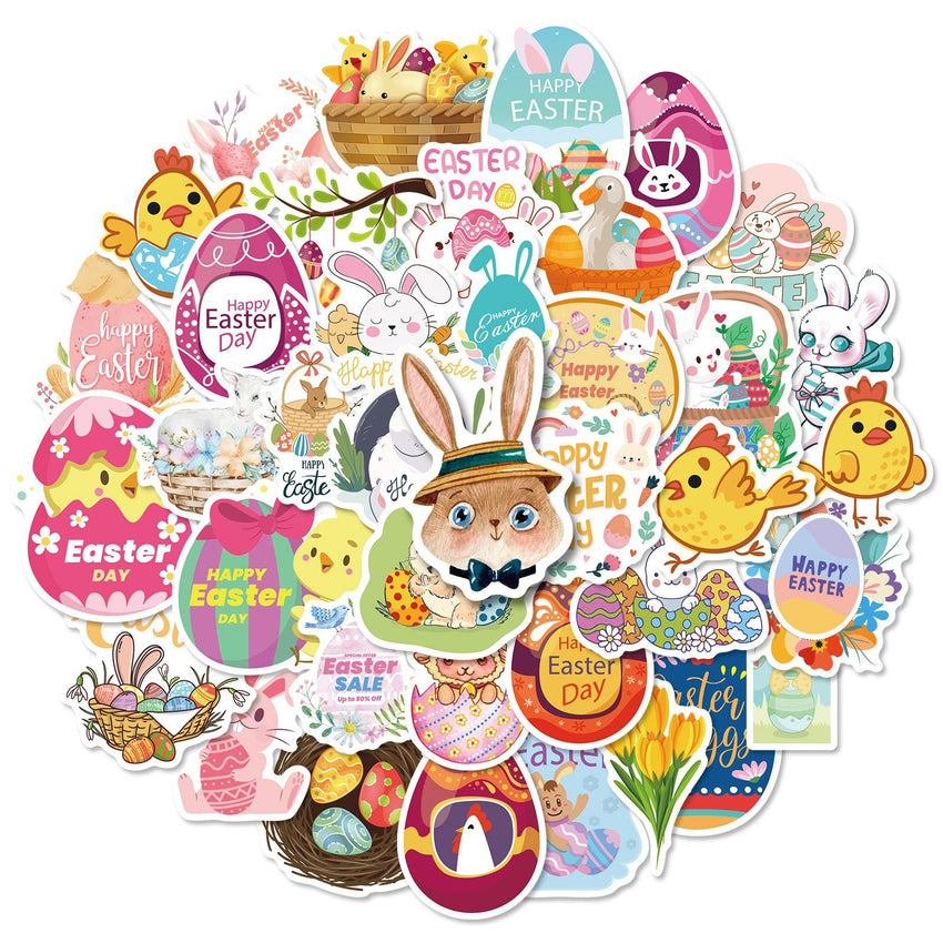 50pcs/roll Easter Day Bunny Rabbit Stickers Roll; Cute Happy Easter Stickers For Kids Children Card Scrapbooking; Easter Art Craft; Easter Gift; Party Favours Decorations; Easter Basket Stuffers - 7DAY'S