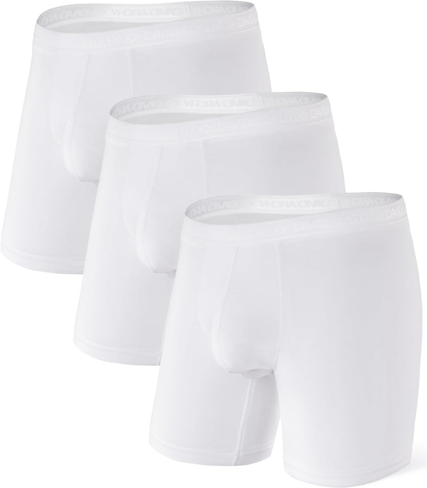 DAVID ARCHY Men's Underwear Ultra Soft Modal Dual Pouch Trunks Ball Pouch Bulge Enhancing Boxer Briefs for Men 3 or 4 Pack