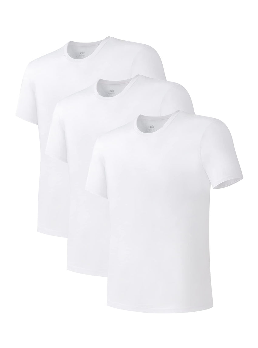 DAVID ARCHY Men's Undershirts Combed Cotton T-Shirt Soft Moisture-Wicking Undershirt Crew Neck or V Neck Tees 3 Pack