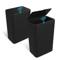 Naisu 2 Pack 4 Gal Bathroom Trash Can with Lid,Automatic Garbage Can with Touchless and Sealed Design,Slim Motion Sensor Waterproof Plastic Trash Bin Suitable for Bedrooms,Bathrooms,Kitchens,(Black)