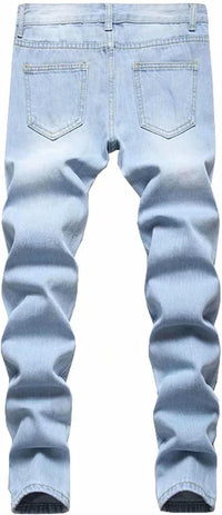 HENGAO Boy's Distressed Ripped Skinny Jeans