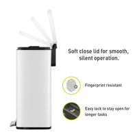 EKO Madison Matte White 50 Liter/13.2 Gallon Step Trash Can with Inner Liner - Fingerprint Resistant Finish