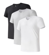 DAVID ARCHY Men's Undershirts Micro Modal Ultra Soft T-Shirts Stretch Moisture-Wicking Crewneck/V-Neck Tees for Men, 3-Pack