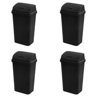 Sterilite 4-Pack Swing Top Wastebasket, Sleek Square Profile Trash Can, 13 Gallon, Black - Modern Garbage Bin for Kitchen, Bathroom, Garage and Workspace, Fits 13 Gal Liners