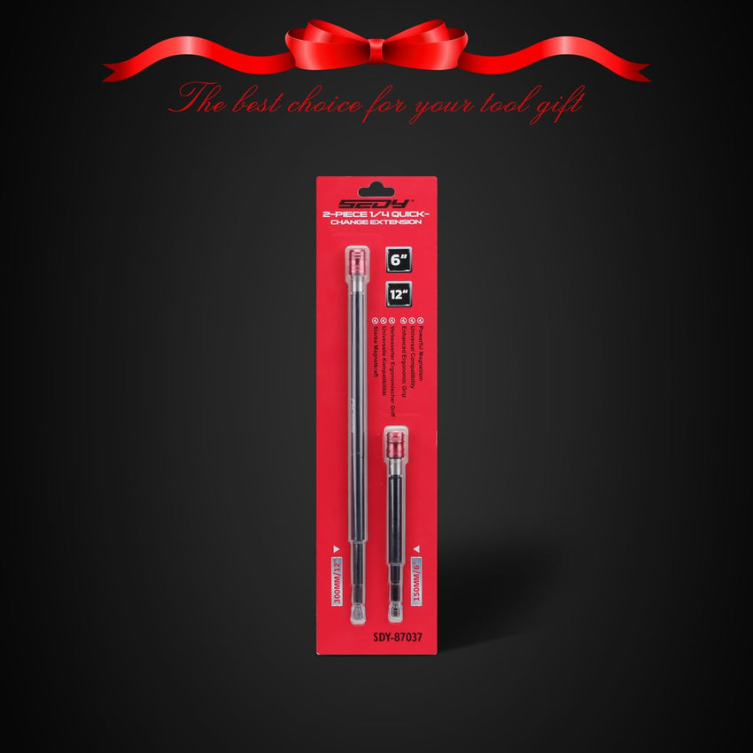 5-Piece 2", 4", 6", 12", 17" Extra Long Magnetic Screwdriver Bit Holders, 1/4 Inch Hex Shank Quick Release Extension Adapter, Durable CR-V Steel, Universal Fit for Impact Driver Bits