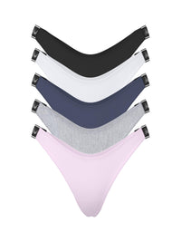 Victoria's Secret PINK Cotton Logo Thong Panty Pack, Panties for Women, Fall Basic Pack, M