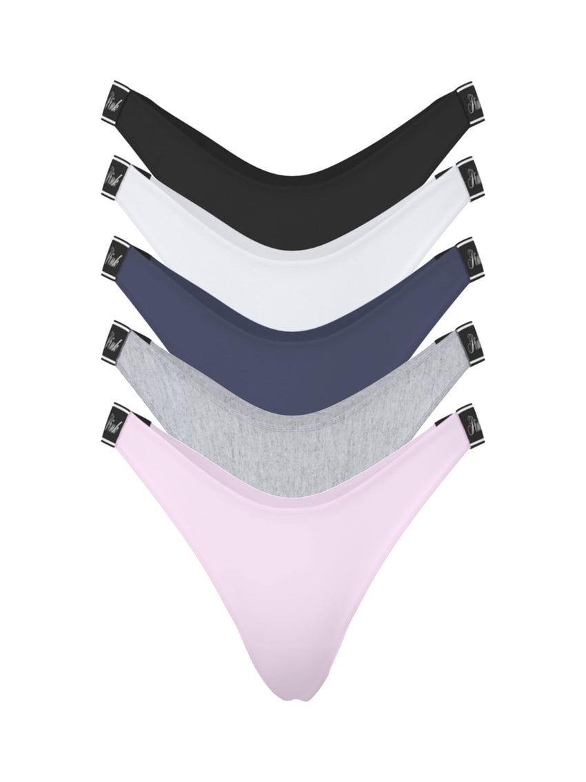 Victoria's Secret PINK Cotton Logo Thong Panty Pack, Panties for Women, Fall Basic Pack, M