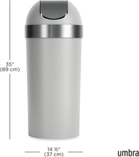 Umbra Venti Kitchen Trash Can with Swing Top Lid, Large 16-Gallon (62 L) Capacity, Grey