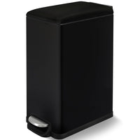 Arlopu 13.2 Gal Slim Kitchen Trash Can with Lid, 50L Stainless Steel Garbage Can, Large Kitchen Rubbish Can, Step Trash Bin w/Foot Pedal and Inner Bucket, Bathroom Trash Can Airtight (Black)