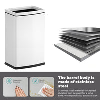 6.6 Gallon/25L Stainless Steel Square Trash Can, Large Capacity Kitchen Garbage Can, Business Trash Bin, Tall, Elegant, White Waste Basket, for Home, Office, Hotel (25LWhite)