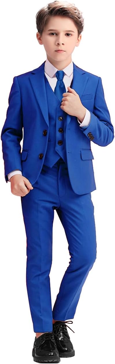 Boys Suits 5 Piece Slim Fit Suit for Kids Formal Ring Bearer Suits