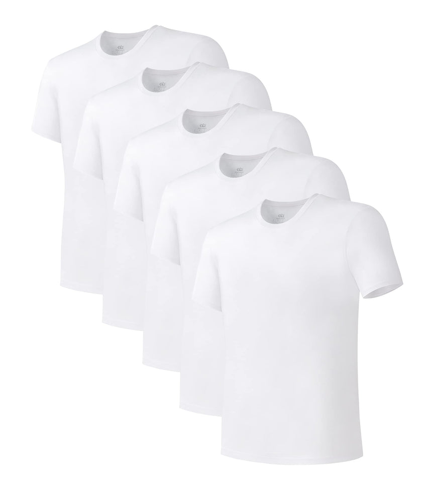 DAVID ARCHY Men's Undershirt Bamboo Rayon Moisture-Wicking Crewneck T-Shirts Stretch Tees for Men, 3 or 5 Pack