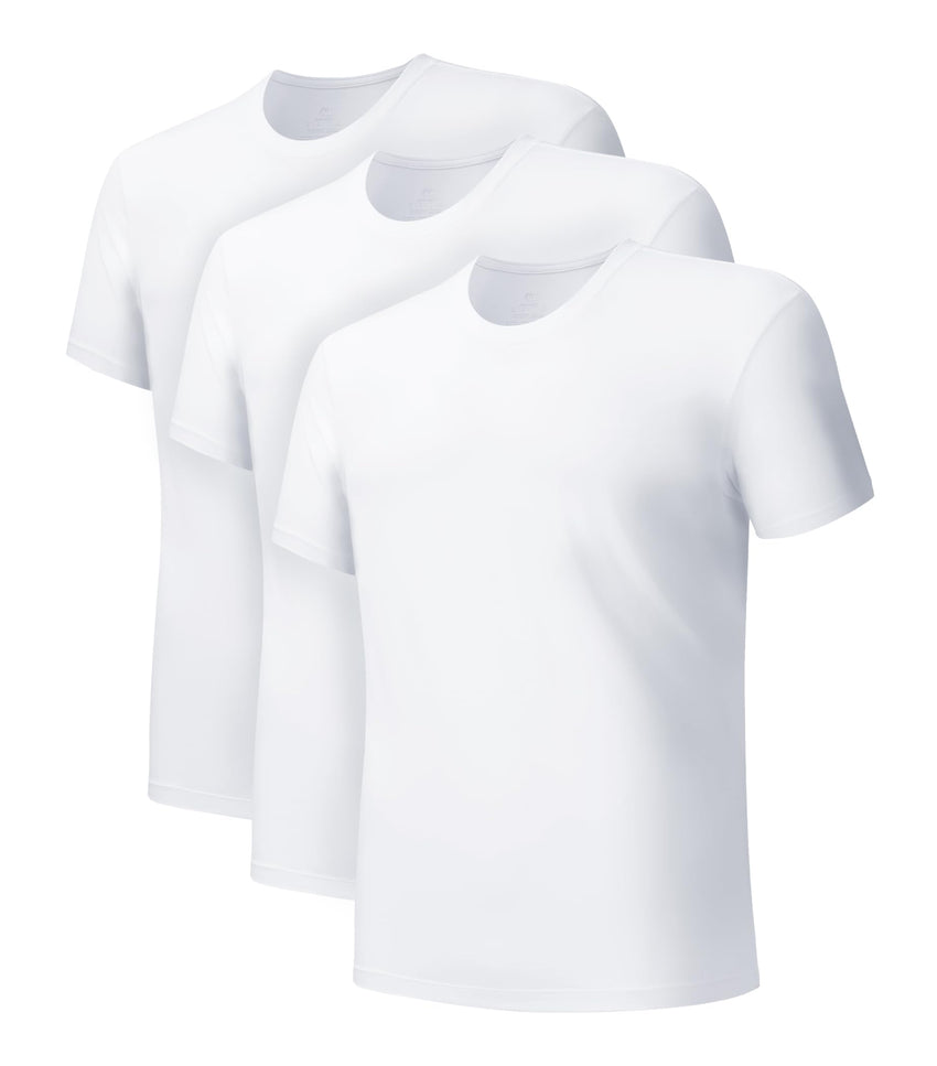 DAVID ARCHY Men's Undershirts Micro Modal Ultra Soft T-Shirts Stretch Moisture-Wicking Crewneck/V-Neck Tees for Men, 3-Pack