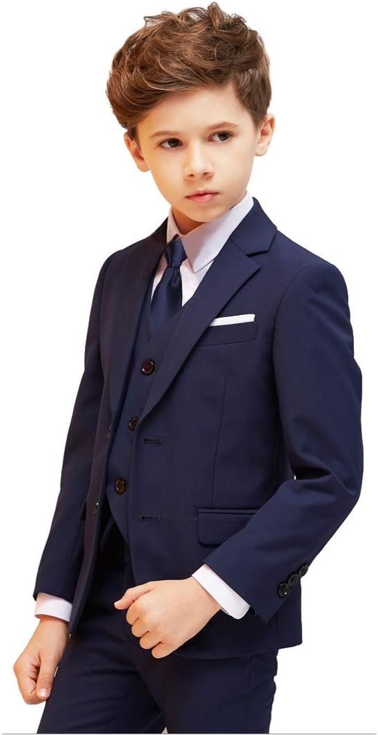Boys Suits 5 Piece Slim Fit Suit for Kids Formal Ring Bearer Suits
