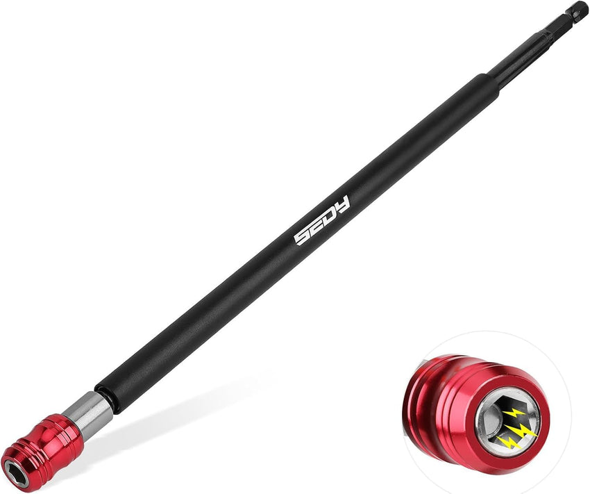 5-Piece 2", 4", 6", 12", 17" Extra Long Magnetic Screwdriver Bit Holders, 1/4 Inch Hex Shank Quick Release Extension Adapter, Durable CR-V Steel, Universal Fit for Impact Driver Bits