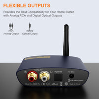 1Mii HiFi Bluetooth 5.3 Music Receiver for Home Stereo with LDAC, Bluetooth Audio Adapter with Audiophile DAC aptX HD, RCA Optical Output for AV Receiver or Stereo Amplifier - DS200Pro