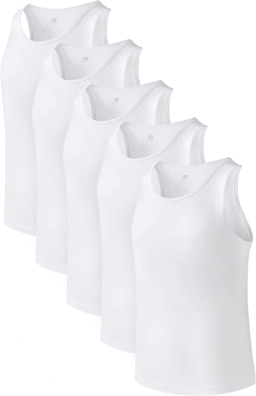 DAVID ARCHY Men's Tank Top Bamboo Rayon Undershirts Tank Shirt Moisture-Wicking A-Shirt for Men, 3 or 5 Pack