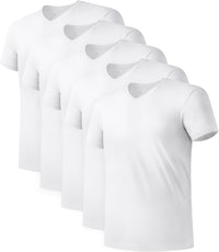 DAVID ARCHY Men's Undershirt Bamboo Rayon Moisture-Wicking V-Neck T-Shirts Stretch Tees for Men, 3 or 5 Pack
