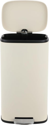 happimess HPM1006F Connor Rectangular 13-Gallon Trash Can with Soft-Close Lid and Free Mini Trash Can, Fingerprint Resistant, Modern, Minimalistic for Home, Kitchen, Office, Bathroom, Limestone Beige