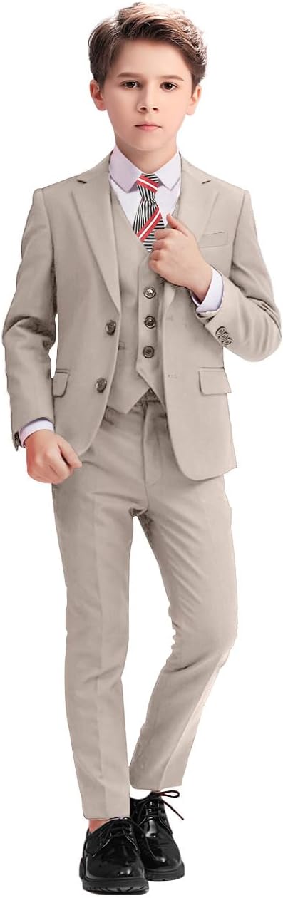 Boys Suits 5 Piece Slim Fit Suit for Kids Formal Ring Bearer Suits