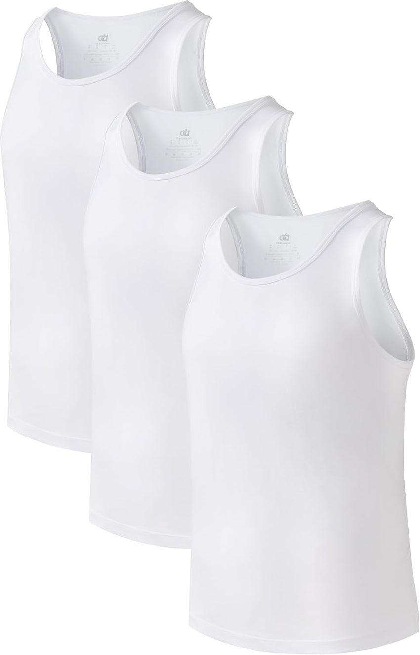 DAVID ARCHY Men's Undershirts Combed Cotton Tank Tops Soft Moisture-Wicking Shirt Breathable A-Shirt for Men 3 Pack