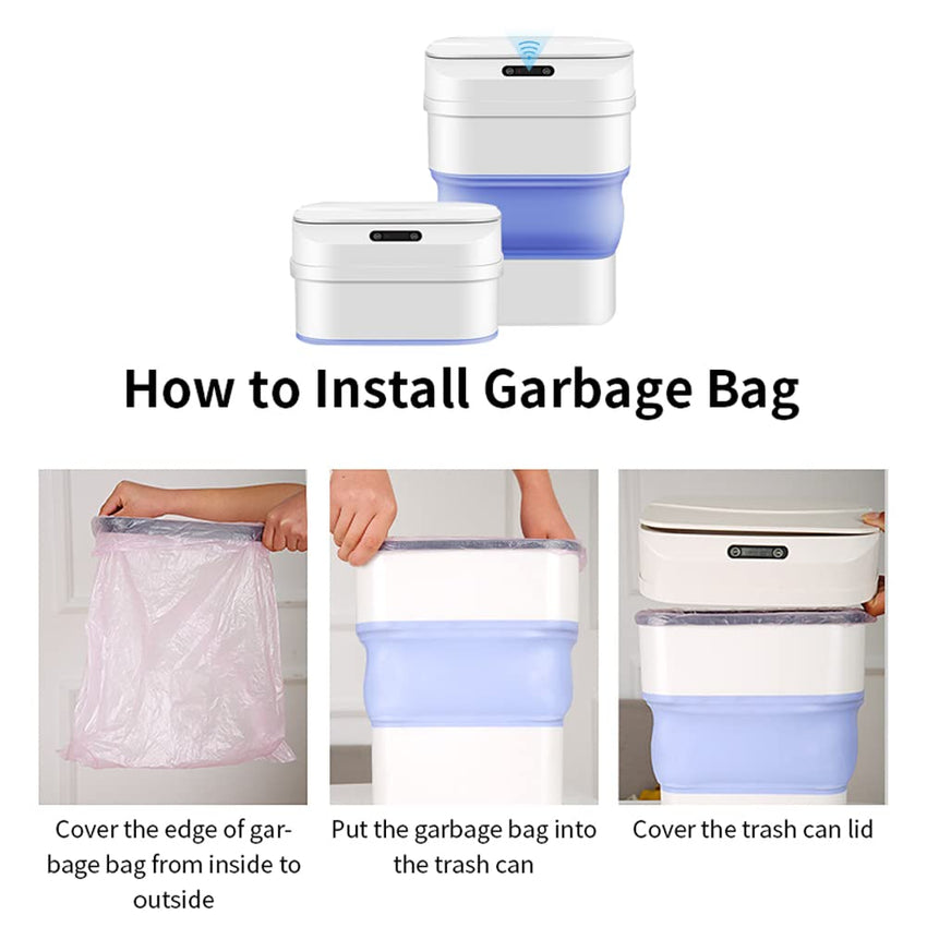 Automatic Sensor Trash Can, Kitchen Smart Garbage Bin with Lid, Touchless Induction, Collapsible Design, Large Capacity Waste Basket for Home, Office, Bathroom
