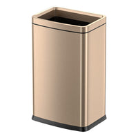 25L/6 Gallon Stainless Steel Square Trash Can, Large Kitchen Garbage Can, Office Commercial Trash Bin Champagne Gold Garbage Can, Large Open Top Waste Basket (25Lgold)